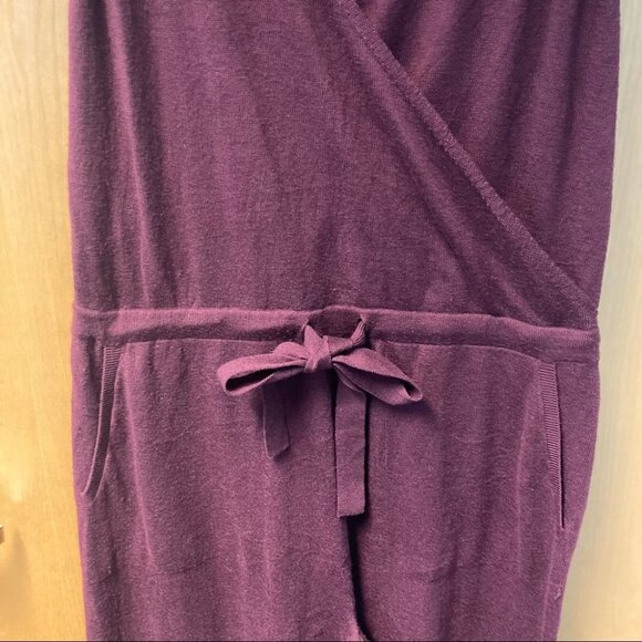 ALFANI Sz L Soft Knit Faux Wrap Drawstring Cuffed High Rise Pockets Jumpsuit - Picture 5 of 8